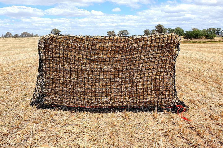 Aussie Grazers Round Bale Nets Deluxe Knotless 8x3x3 / 8x3x4 Giant Square Bale Horse Slow Feeding Hay Net