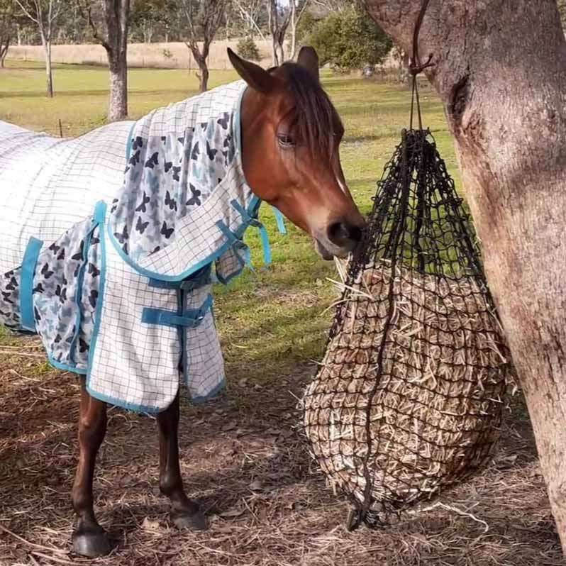 Aussie Grazers Hay Nets Original Knotted Medium Horse Slow Feed Hay Net