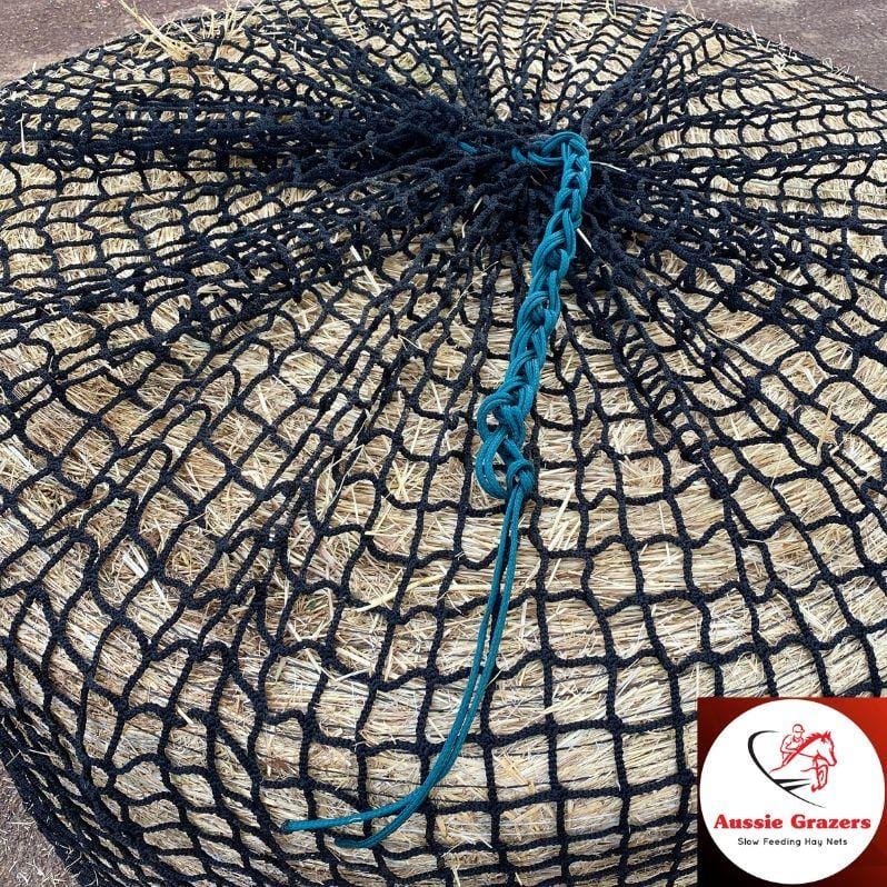 Aussie Grazers Round Bale Nets Deluxe Knotless 3x4 Round Bale Horse Slow Feeder Hay Net