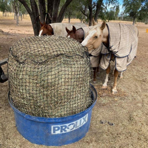 Aussie Grazers Round Bale Nets Original Knotted 3x4 Round Bale Horse Slow Feed Hay Net